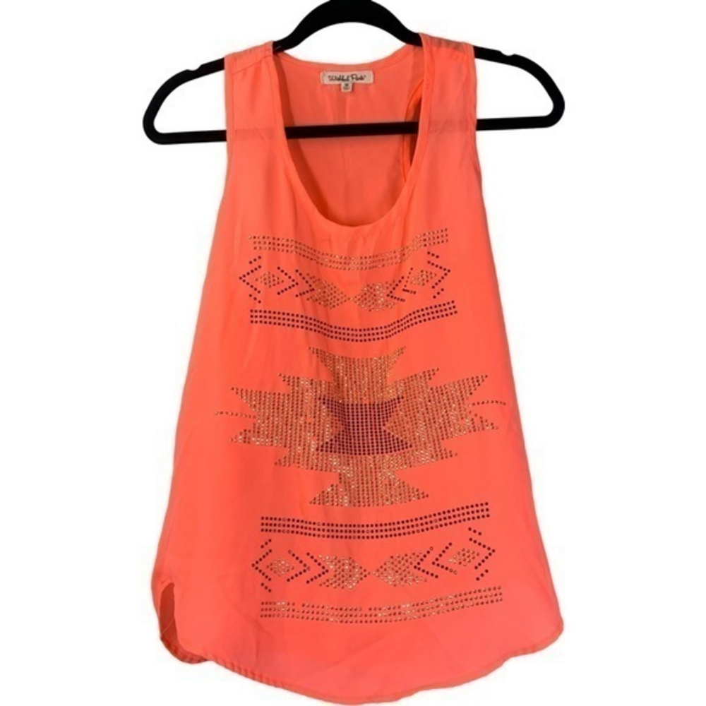WISHFUL PARK Orange Embellished Geometric Print Tank Top